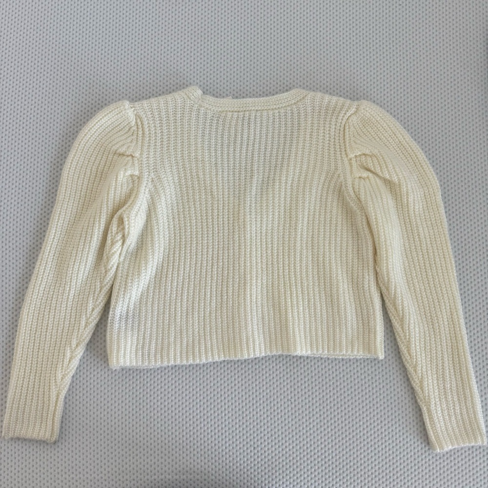 Anthropologie Current Air Women's Ivory Knit Puff Sleeve Cardigan Sweater NEW - Picture 7 of 8